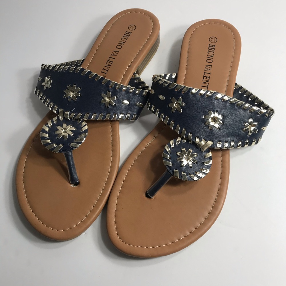 Bruno Valenti 7.5 sandals navy and silver
